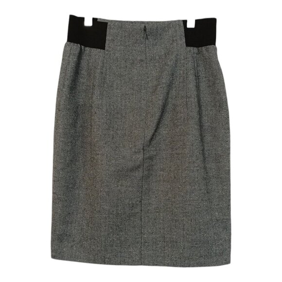 Halogen Women's Gray Wool Blend Tweed Pencil Knee Length Lined Skirt Size 0 Zip - Picture 3 of 16